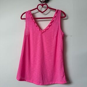 Lilly Pulitzer Pink Gigi Ruffle V-Neck Tank